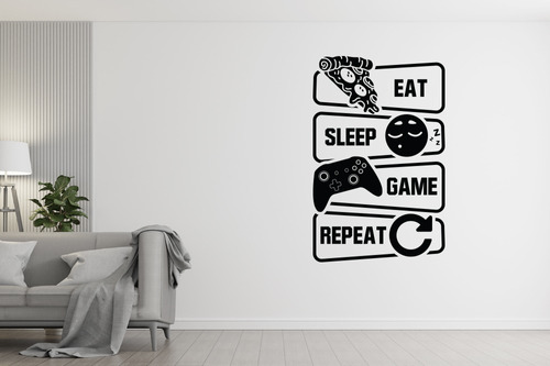 Vinil Decorativo | Gamer | Eat Sleep Game Repeat