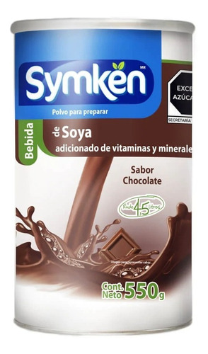 Leche De Soya Sabor Chocolate | Bote 550g | Marca Symken