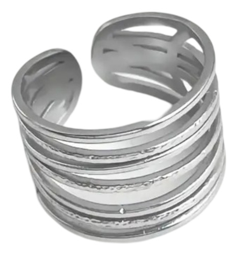 Anillo Dajustable Geométrico Grande Acero Inoxidable