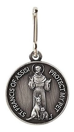 Silver Toned Saint St Francis Protege Mi Medalla De Hq39f