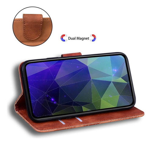 Funda Tipo Cartera Magnética De Piel Sintética Para Oppo A58 4g Con Ranuras Para Tarjetas Y Funda Protectora Con Función Atril