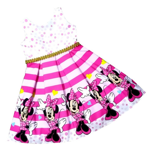 Imagen 1 de 8 de Vestido De Cumpleaños Para Niña Minnie Mouse - Ig