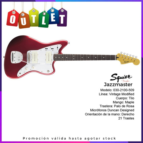 Imagen 1 de 9 de Guitarra Electrica Squier Jazzmaster Vintage Modified Outlet