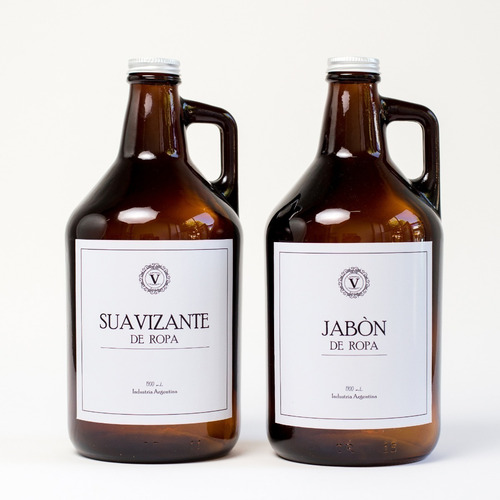 Imagen 4 de 10 de Growler Botellón Vidrio Ambar Jabon Y Suavizante 1.9l Velvet