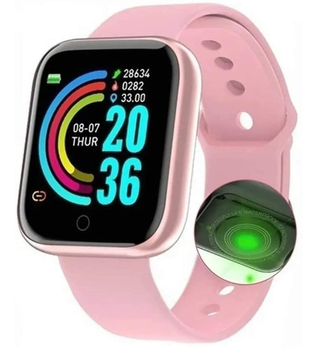 Relógio Smartwatch Android Ios Inteligente D20 Bluetooth Cor da caixa Rosa