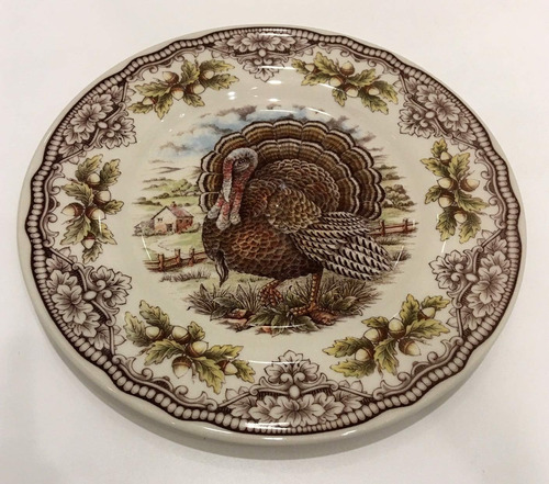 Victorian English Pottery Turquía Placa De Ensalada De Acció