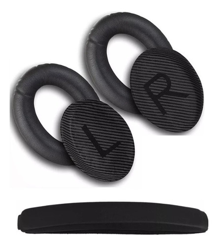 Kit Espumas Compativel Com Fone Bose Qc35 Almofadas Headband Cor Preto