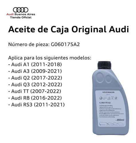 Imagen 2 de 7 de Aceite De Transmisión Caja Automatica Audi A1 Sportback 2016