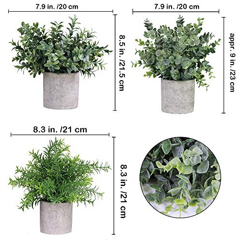 Plantas Artificiales Pequeñas De 9 Pulgadas Con Maceta 3 Pz Verde