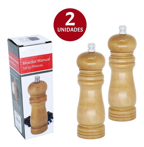 Imagem 8 de 10 de 2 Moedores Pimenta Sal Cozinha Churrasqueira Condimento 15cm