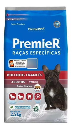 Ração Premier Cães Adulto Raça Bulldog Francês Frango 2,5kg