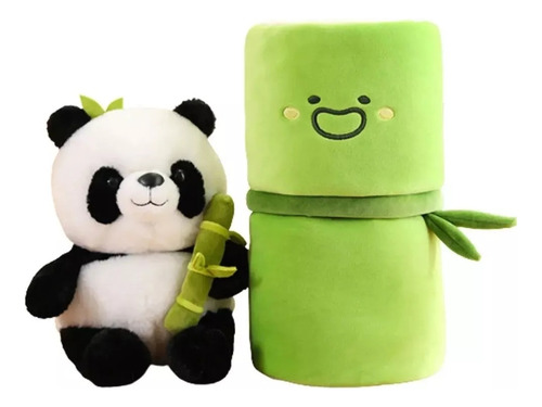 Oso Panda De Peluche Con Bambú Que Se Abre Bonito Y Suave