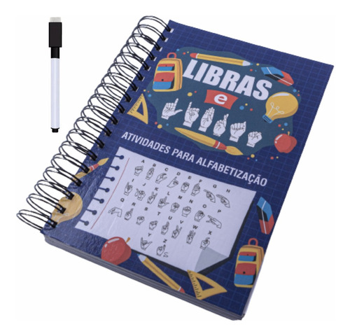 Livro Mágico De Libras E Atividades Para Alfabetização Reutilizável + Caneta