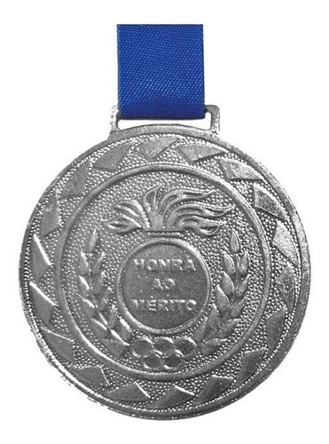 Kit Com 50 Medalhas De Prata M50 Honra Ao Mérito C/fita Azul
