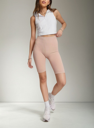 Mango Biker Shorts High Waist Rosa Talla S