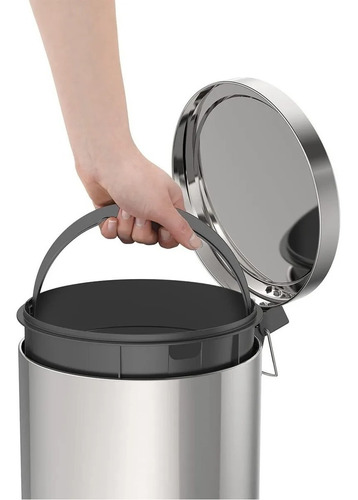 Imagem 11 de 12 de Lixeira Tramontina Com Pedal Em Aço Inox 12l 94538112 Cor Cinza