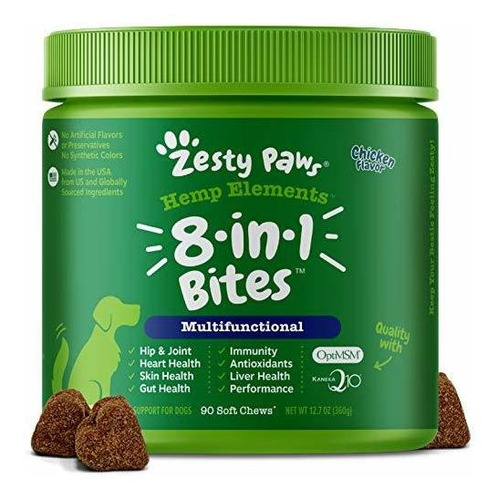 Zesty Paws 8-en-1 Aperitivos Para Perros + Semilla De Caña