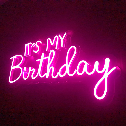 Letrero Neón De Cumpleaños - Con Texto It´s My Birthday