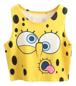 Croptop Cuello Redondo Bob Esponja Dama Por Encargo 