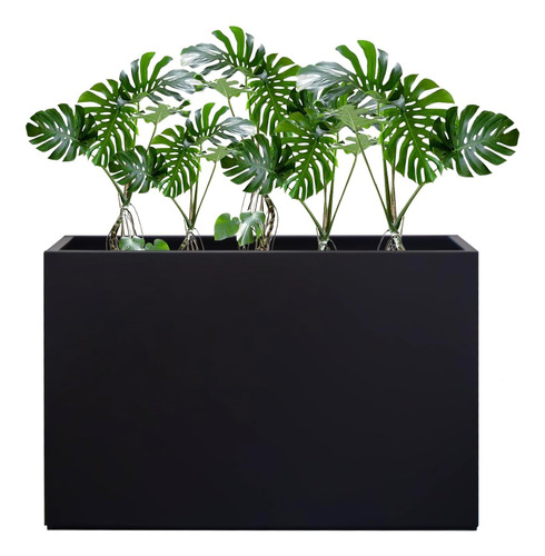 Macetero De Metal Rectangular Para Exterior Con Agujeros De