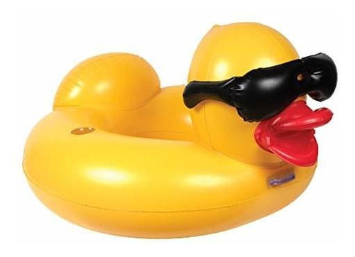 Flotador Inflable De Pato Amarillo Con Lentes Y Portavasos