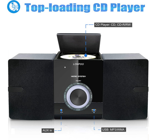 Sistema Estéreo Compacto 30w Cd Bluetooth Usb Radio Fm Aux