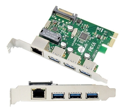 Placa Pcie A 3 puertos Usb 3.0 Y 1 puerto Lan Gigabit RJ-45 Amitosai MTS-PCIE3USB3LAN