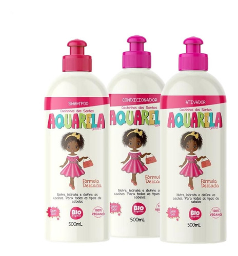 Kit Shampoo, Condicionador E Ativador De Cachos Aquarela