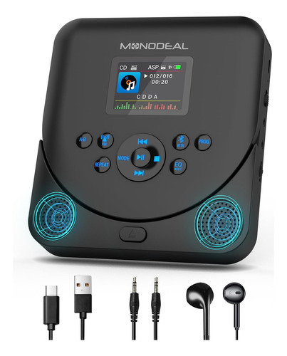 Reproductor De Cd Portátil Con Bluetooth Y Transmisor Fm