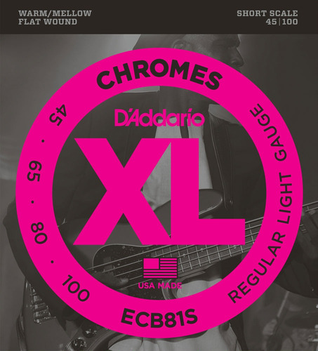 Encordado Daddario Ecb81s Xl Chromes 45 - 100 Bajo 4 Cuerdas