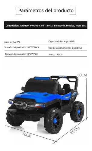 Auto Buggy Eléctrico Con Luces Y Música A Control Remoto Color Azul