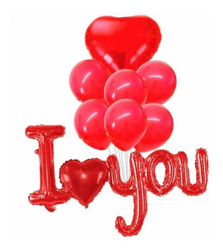 Set De Globos San Valentín Love You 8 Pcs