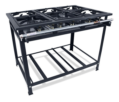 Fogão Industrial Alta Pressão 6 Bocas 30x30 Luxo + Brinde(mf