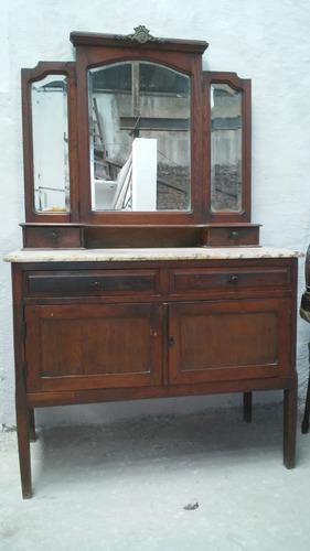 Comoda Con Marmol Y Alzada Antigua Lavatorio Marrón (Usado)