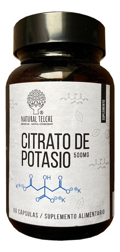 Citrato De Potasio 500mg. 60cap. 100% Puro. Agronewen.