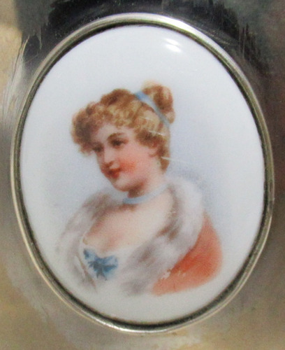 Alhajero Caja Metal Blanco Cristal Miniatura Dama Porcelana (Usado)