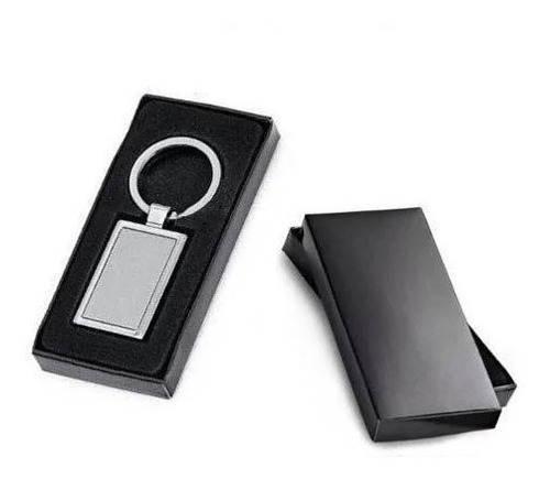 Imagem 2 de 4 de Chaveiro Retangular Metal Escovado Inox Kit 20 Unidades