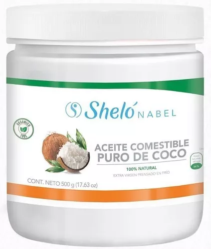 Aceite De Coco Extra Virgen Orgánico Prensado En Frio 500 Gr Shelo Nabel  Aceite de Coco Extra Virgen