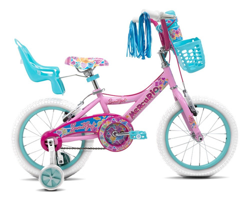 Bicicleta Mercurio Sweetgirl Para Niña Rodada 16 Con Ruedas Entrenadoras Color Rosa