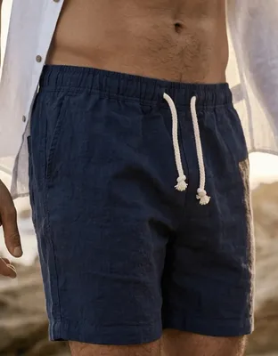 Short Masculino Aspecto Linho Confortavel Elegante Azul-marinho G