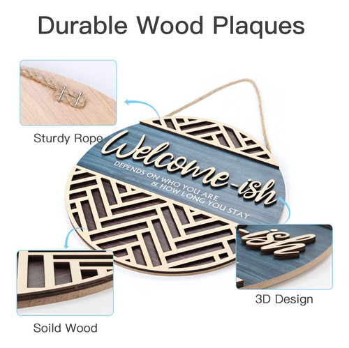Placa Colgante Iarttop 3d De Bienvenida Para Puerta De Entra