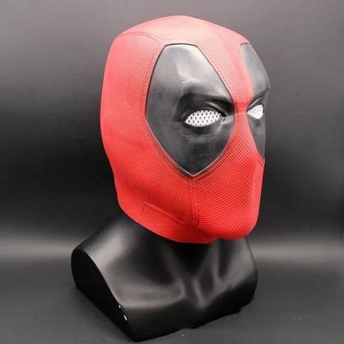 Máscara de máscara de látex para cosplay de Deadpool, color rojo