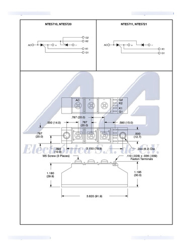 Modulo De 2 Scr 1200v 40a Nte 5710