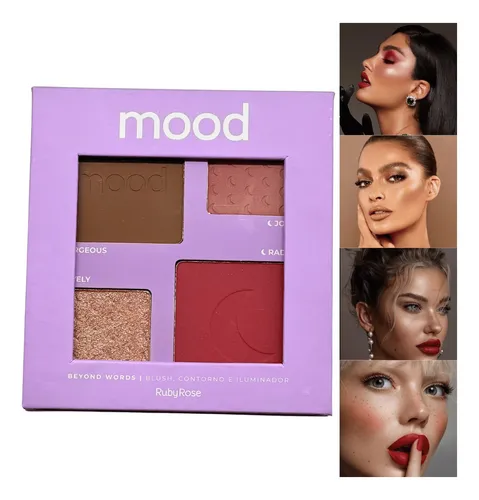 Quarteto De Blush Contorno E Iluminador Mood-ruby Rose
