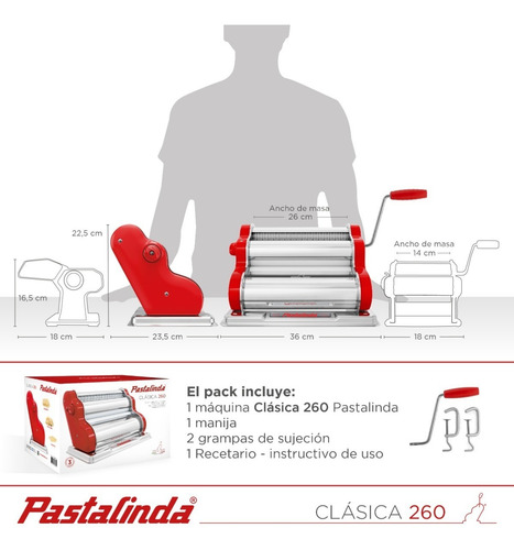 Imagen 10 de 10 de Pastalinda Máquina Clásica 260 Roja