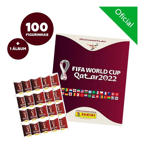 Álbum Copa Do Mundo Qatar 2022 + 100 Figurinhas (20 Pacotes
