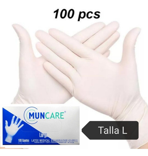 Caja De Guantes Muncare De  Latex, 100 Unid Talla S - M - L 