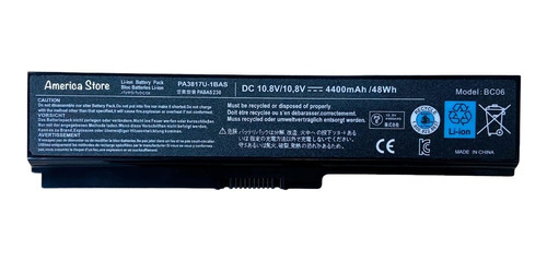 Bateria Toshiba Pa3817 M305 L515 A660 A665 L645 L655 L700 