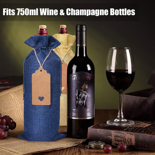 Set 12u Bolsas De Regalos Navidad Para Botellas De Vino