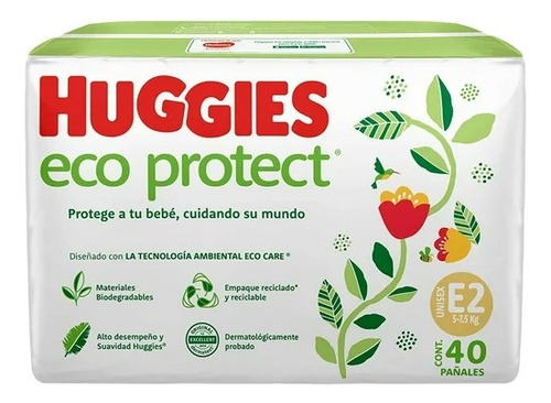 2 Pza Pañales Huggies Ecoprotect Etapa 2 Unisex 40 Piezas